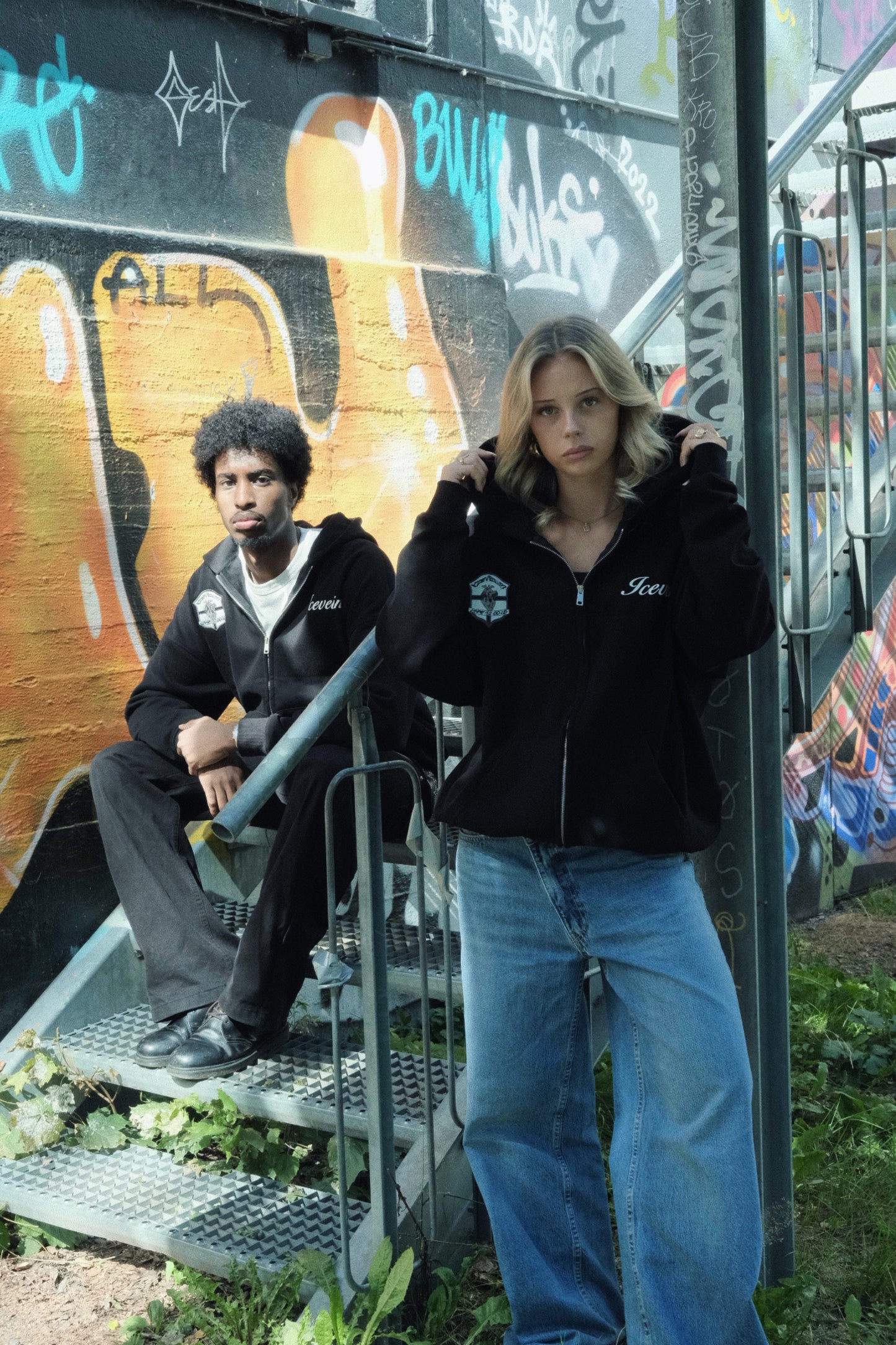 Oversized Badge Zipup Hoodie