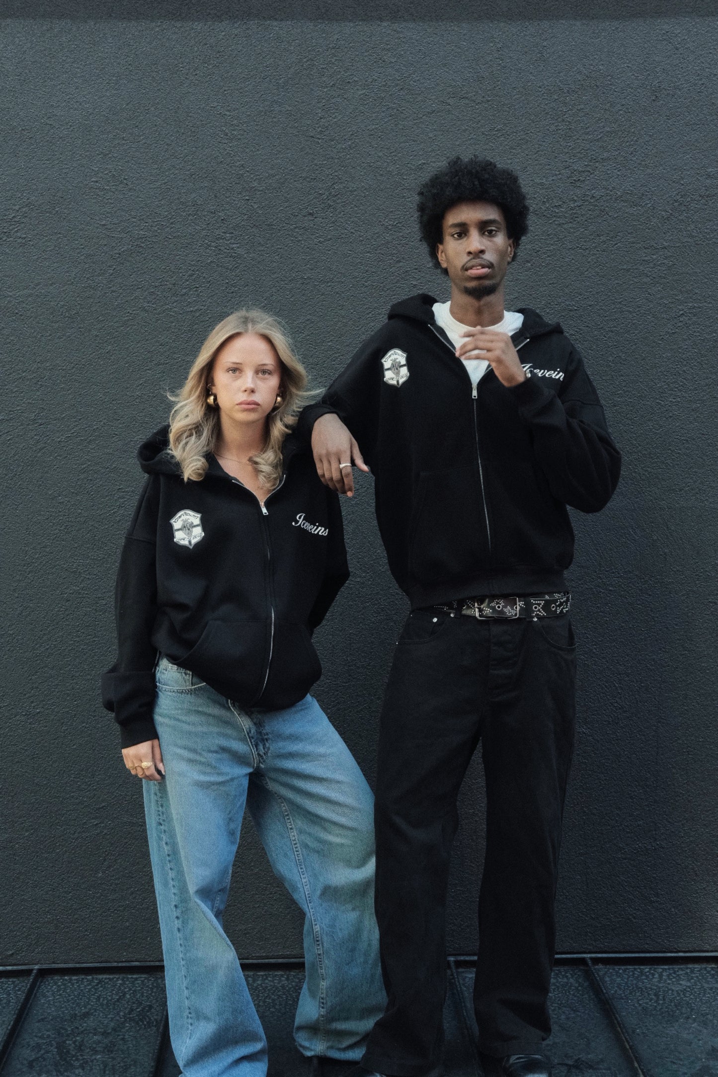 Oversized Badge Zipup Hoodie
