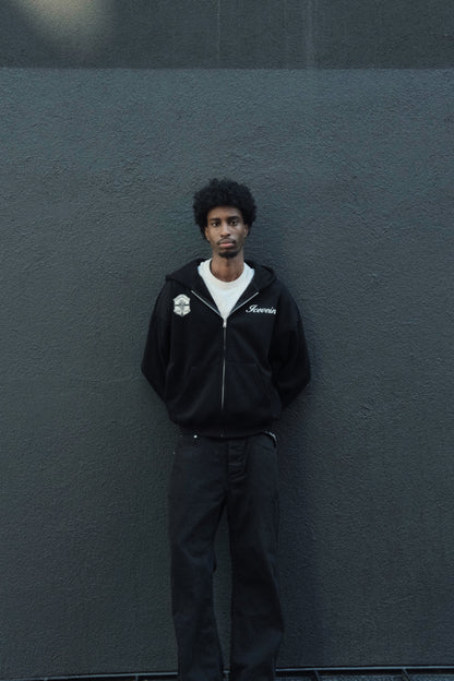 Oversized Badge Zipup Hoodie