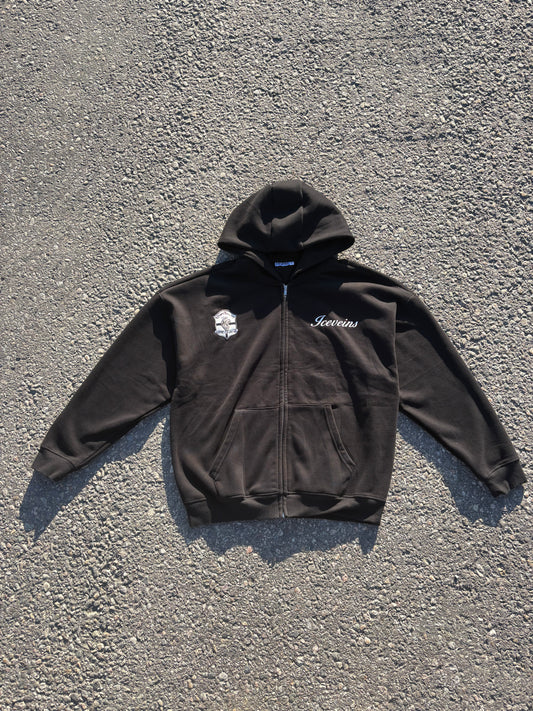 Oversized Badge Zipup Hoodie